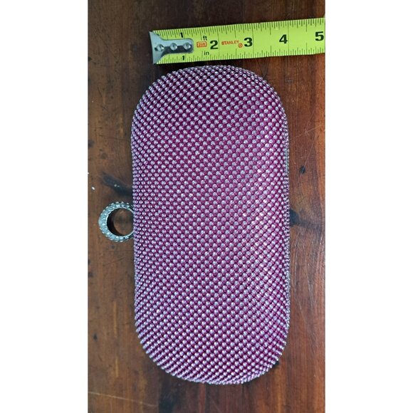 Wom Handbag Crystal Clutch Studded Pink Fuschia Purse Evening Holiday Bag - Picture 7 of 14